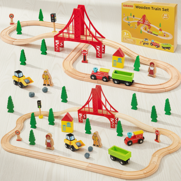 Redesign-this-product-image-to-create-a-clean-real 40pc Wooden Train Set | Thomas The Train Compatible