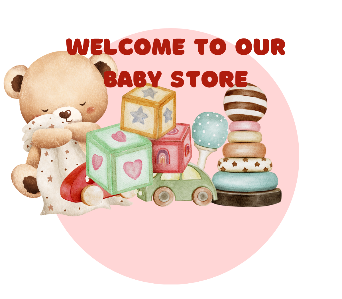 White Watercolor Toys Baby Store Paper Bag