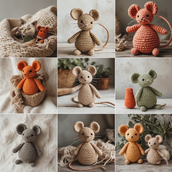 download (5) Retro Shaw Cat Toys Crochet Mice, 3 Pcs Interactive Catnip Mouse Animals Toy, Safe Teeth Cleaning Chew Toys for Indoor Kittens