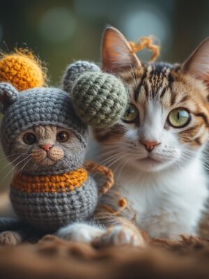 Interactive Cat Toys: Retro Shaw Crochet Mice - 3 Pcs Catnip Mouse, Safe Teeth Cleaning Chew Toys for Indoor Kittens