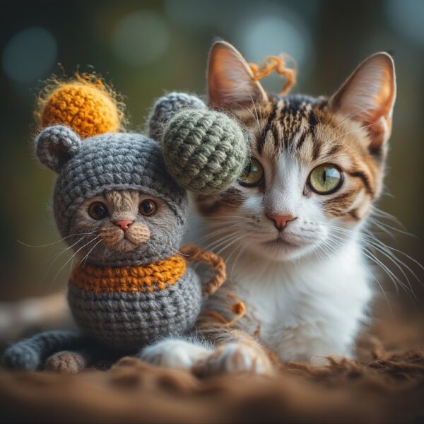 download (7) Interactive Cat Toys: Retro Shaw Crochet Mice - 3 Pcs Catnip Mouse, Safe Teeth Cleaning Chew Toys for Indoor Kittens